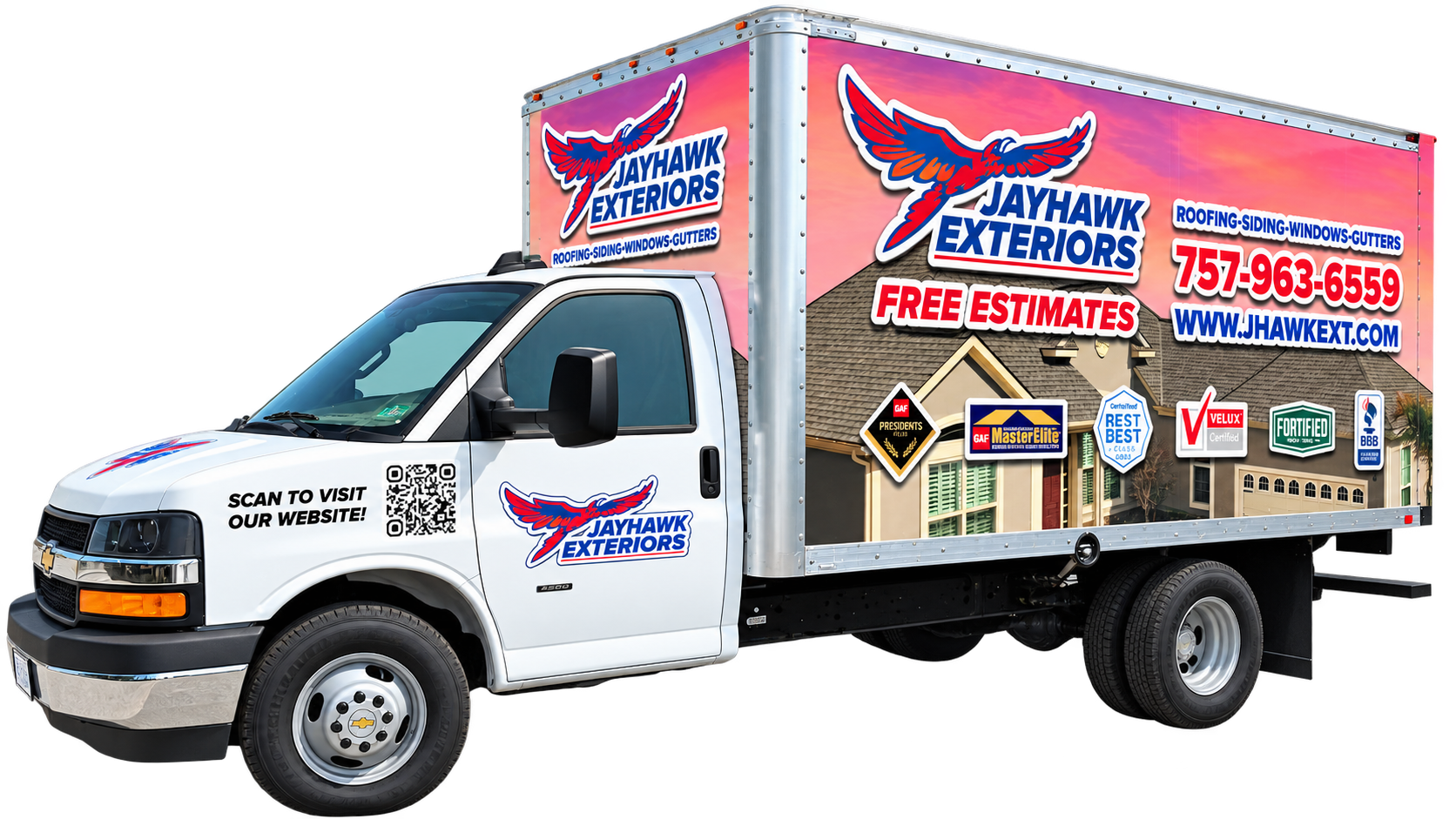 Jayhawk Exteriors box truck graphics